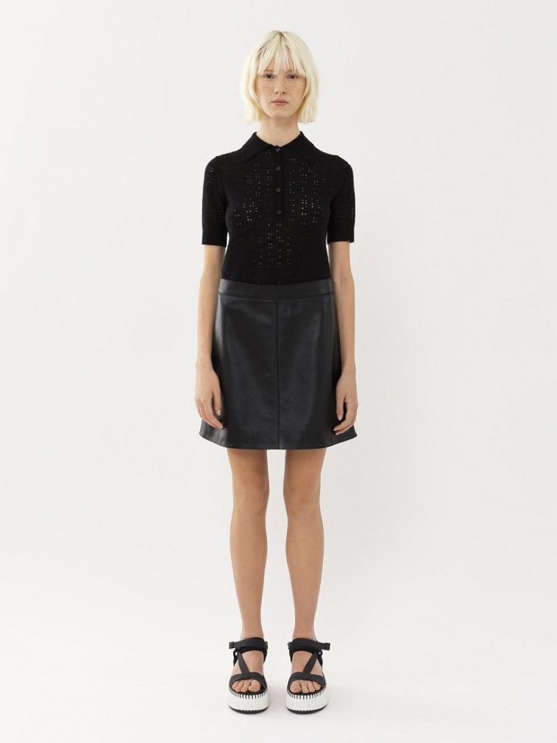 Chloe Mini Skirt Leather Schwarz | CHE-SR14112