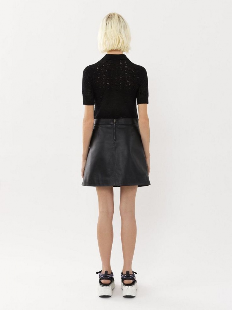 Chloe Mini Skirt Leather Schwarz | CHE-SR14112