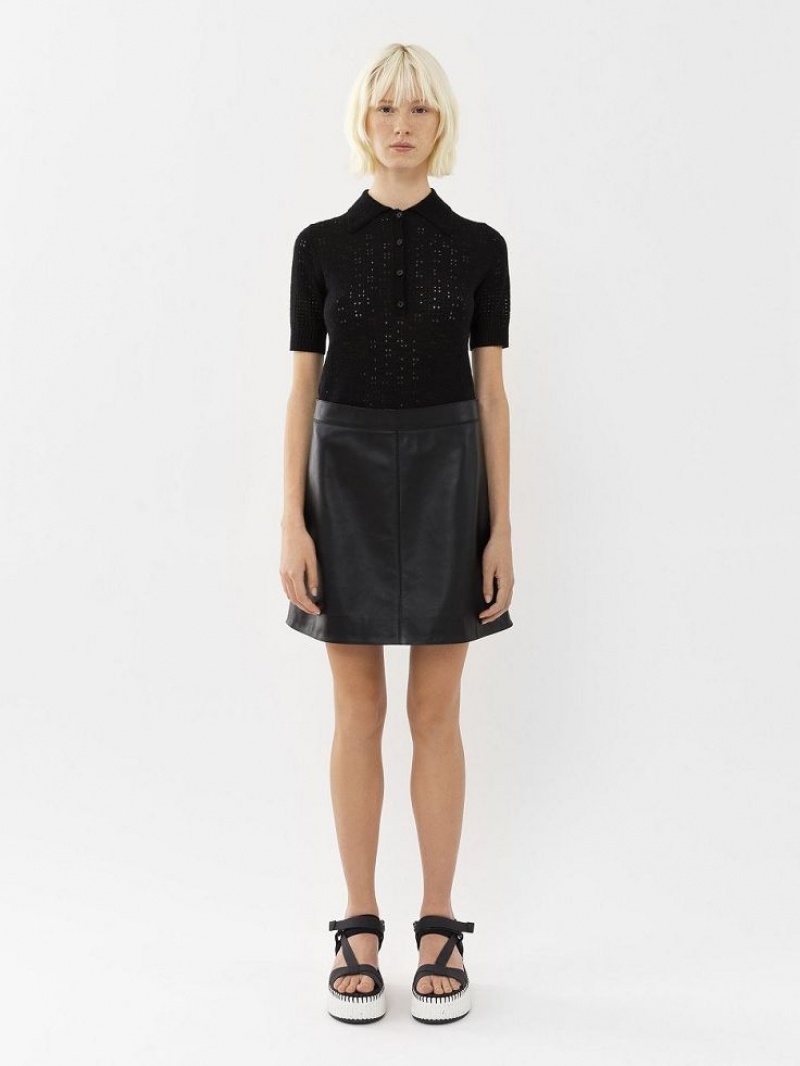 Chloe Mini Skirt Leather Schwarz | CHE-SR14112