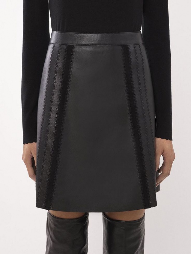 Chloe Mini Skirt Leather Schwarz | CHE-SR14120