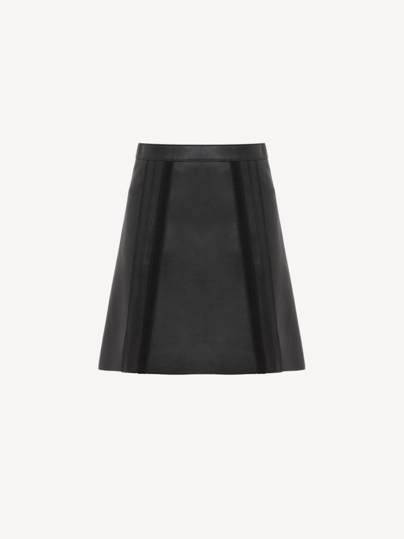 Chloe Mini Skirt Leather Schwarz | CHE-SR14120