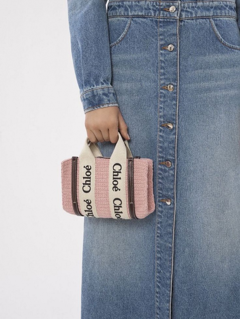 Chloe Mini Woody Crossbody Taschen Rosa | CHE-SR13464