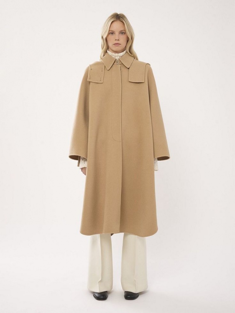 Chloe Mit Kapuze Cape Mäntel Beige | CHE-SR13821