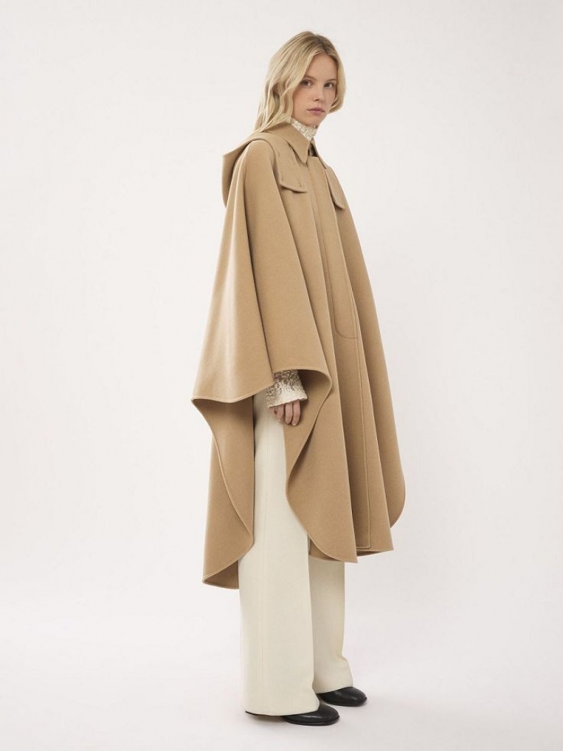 Chloe Mit Kapuze Cape Mäntel Beige | CHE-SR13821