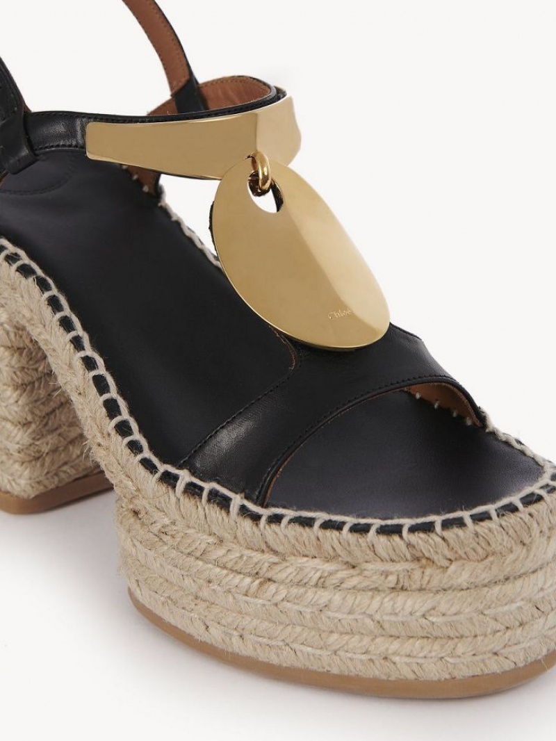 Chloe Pema Espadrilles Schwarz Gold | CHE-SR14151