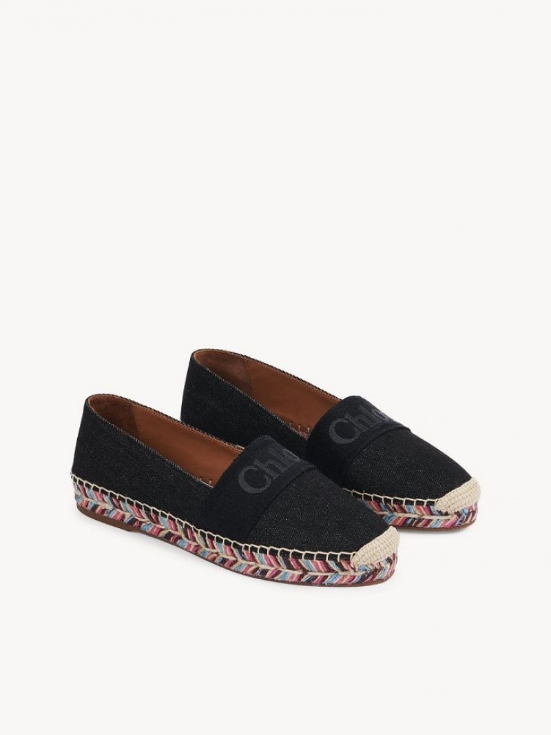 Chloe Piia Flache Espadrilles Schwarz | CHE-SR14144