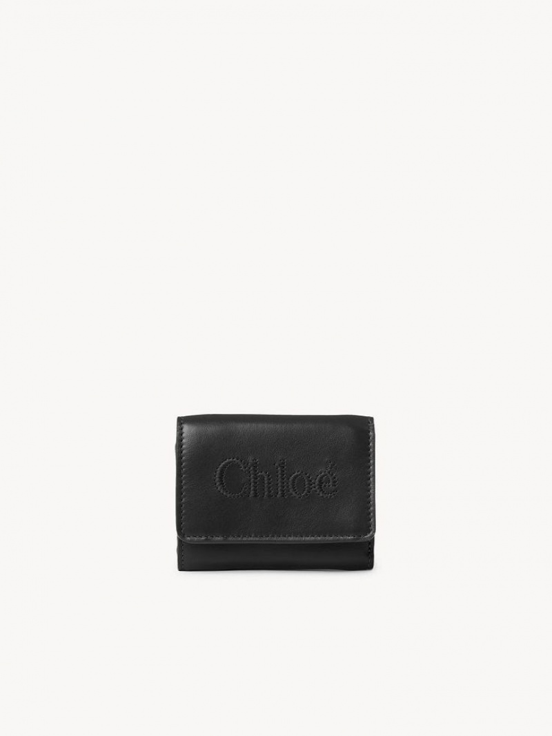 Chloe Sense Mini Tri-fold Kleine Geldbörse Schwarz | CHE-SR14277