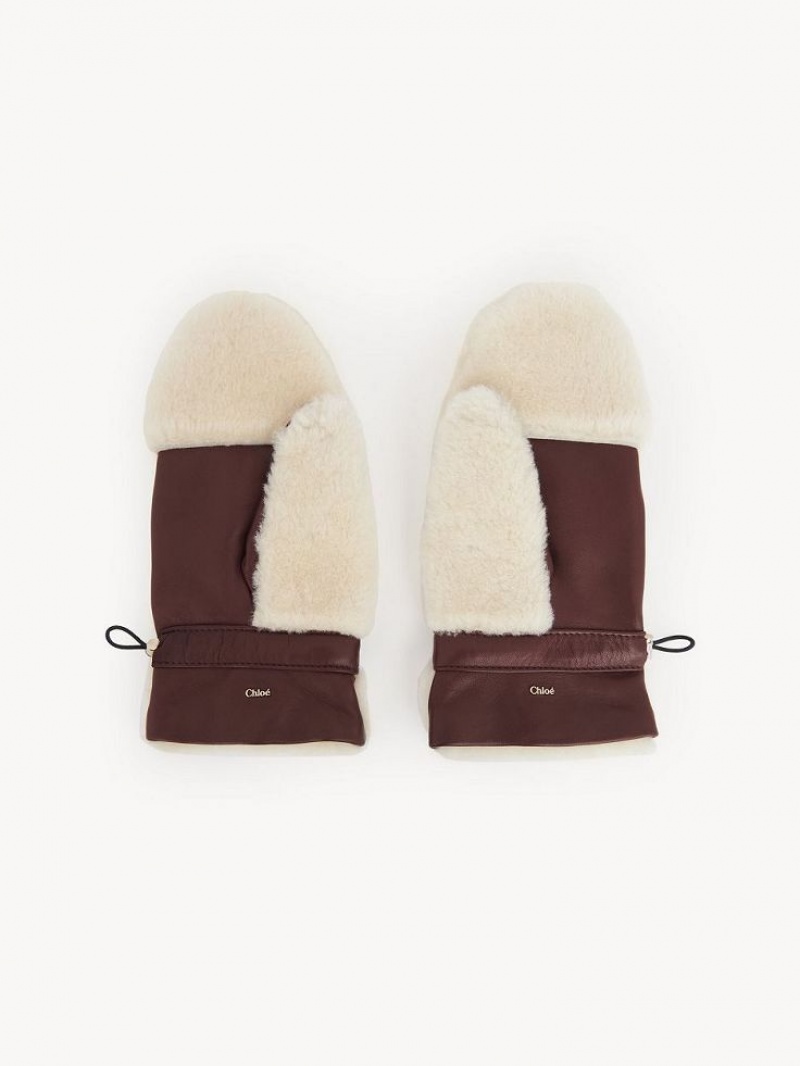 Chloe Shearling Mittens Hüte Beige Braun | CHE-SR14467