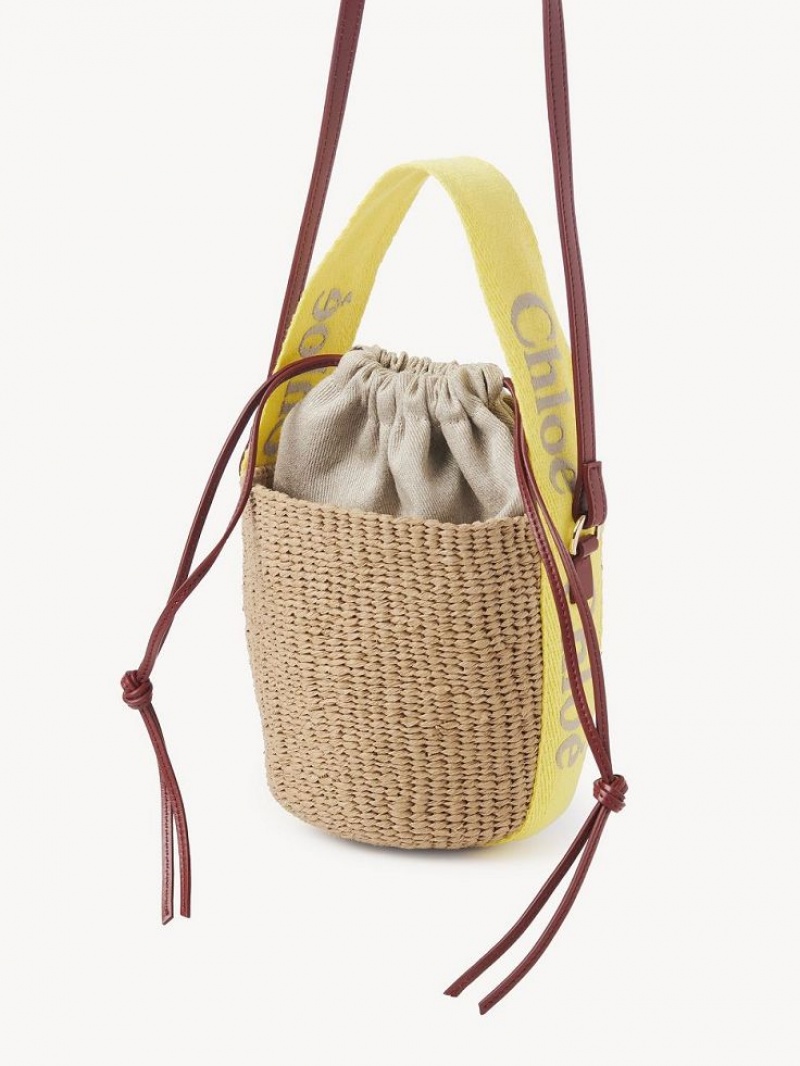 Chloe Small Woody Basket Crossbody Taschen Gelb Beige | CHE-SR13565