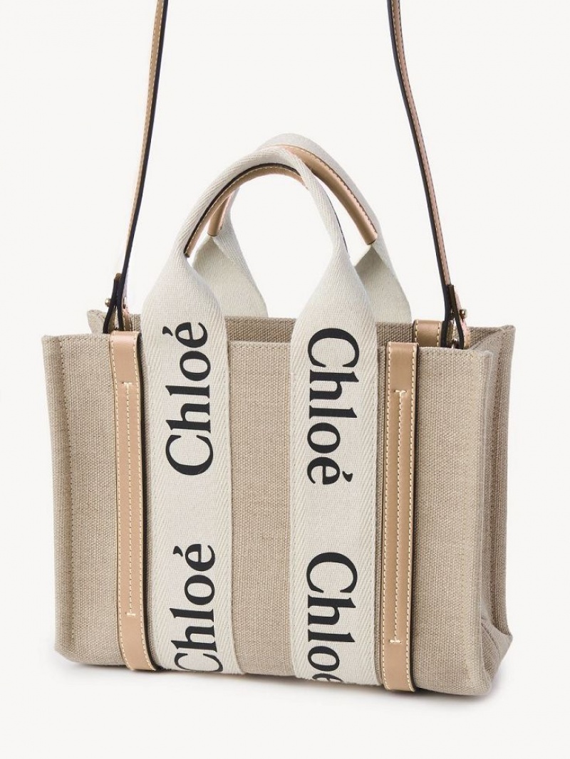 Chloe Small Woody Tote Mini Taschen Weiß Beige | CHE-SR13670