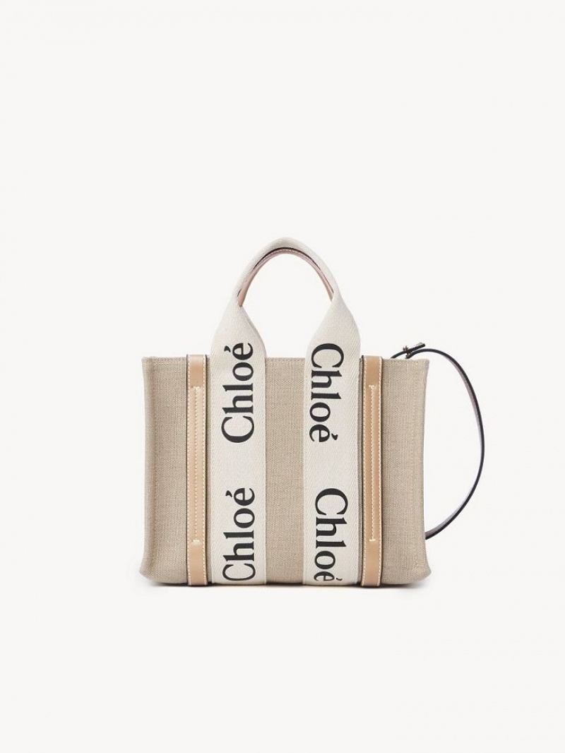 Chloe Small Woody Tote Mini Taschen Weiß Beige | CHE-SR13670