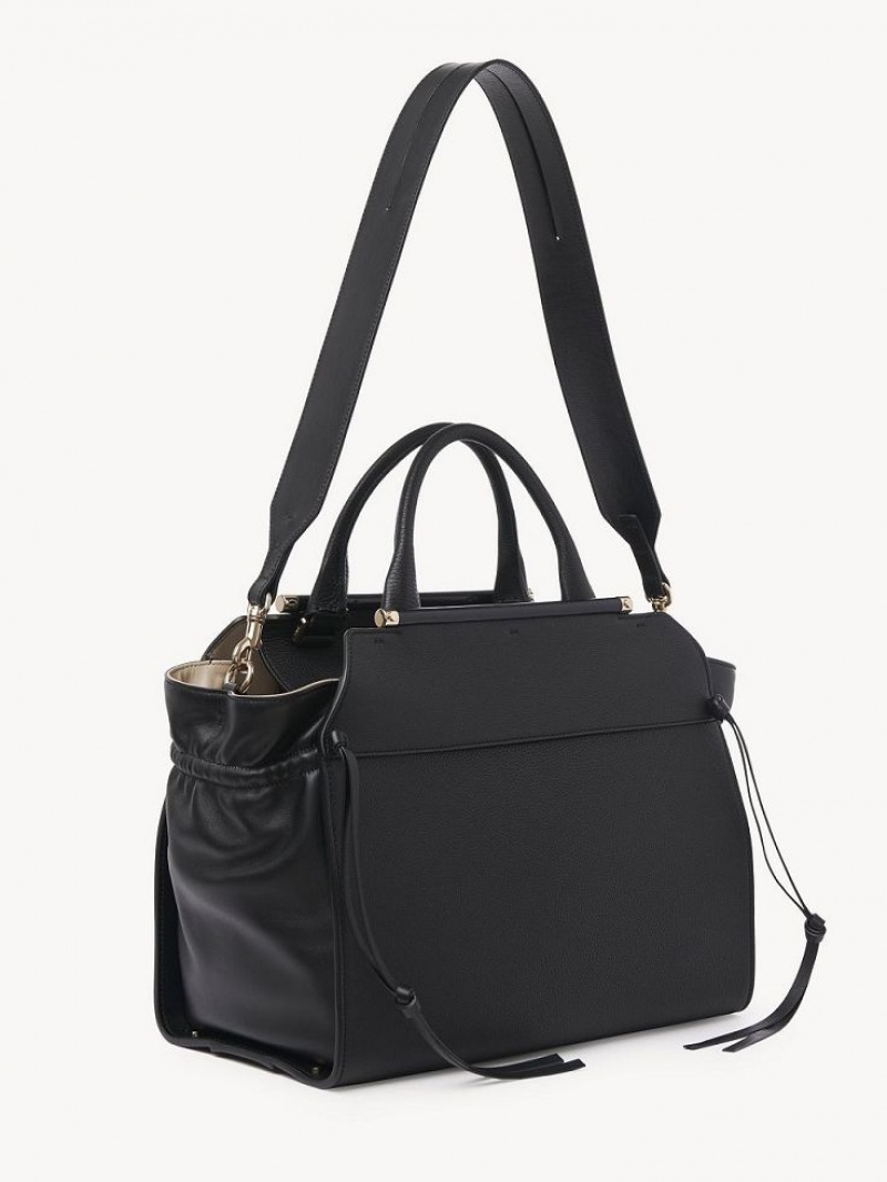 Chloe Steph Medium Double Carry Tragetaschen Schwarz | CHE-SR13372