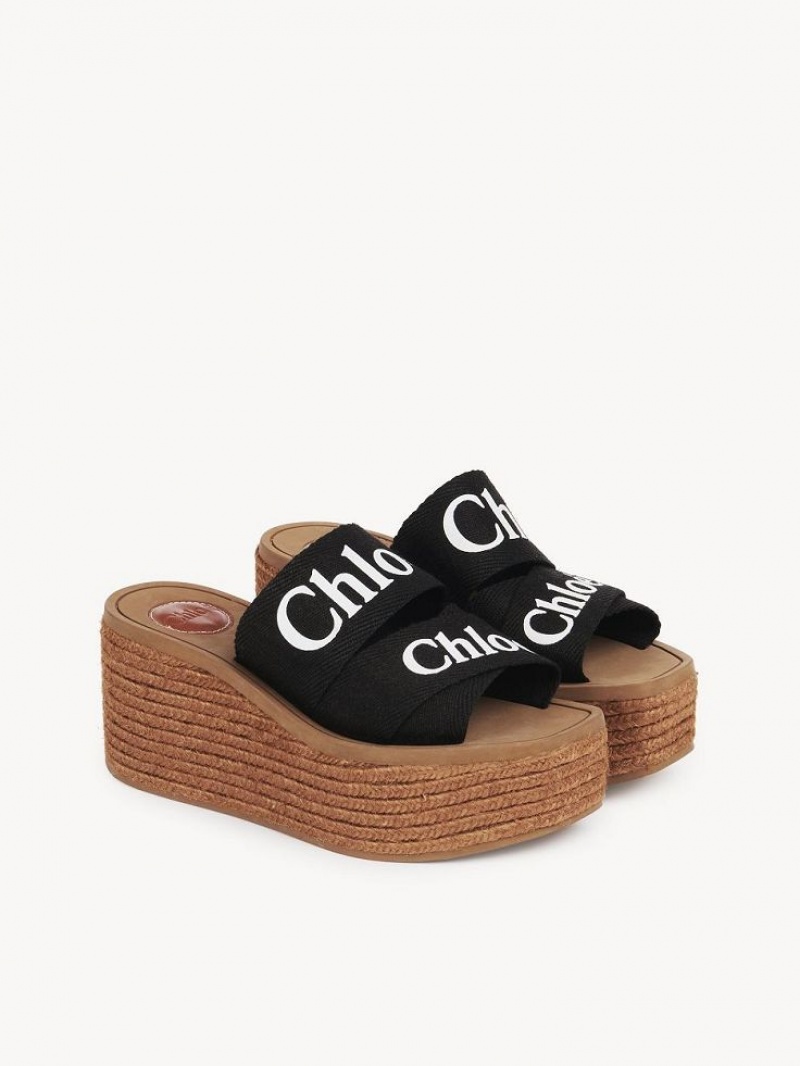 Chloe Woody Espadrilles Schwarz | CHE-SR14163