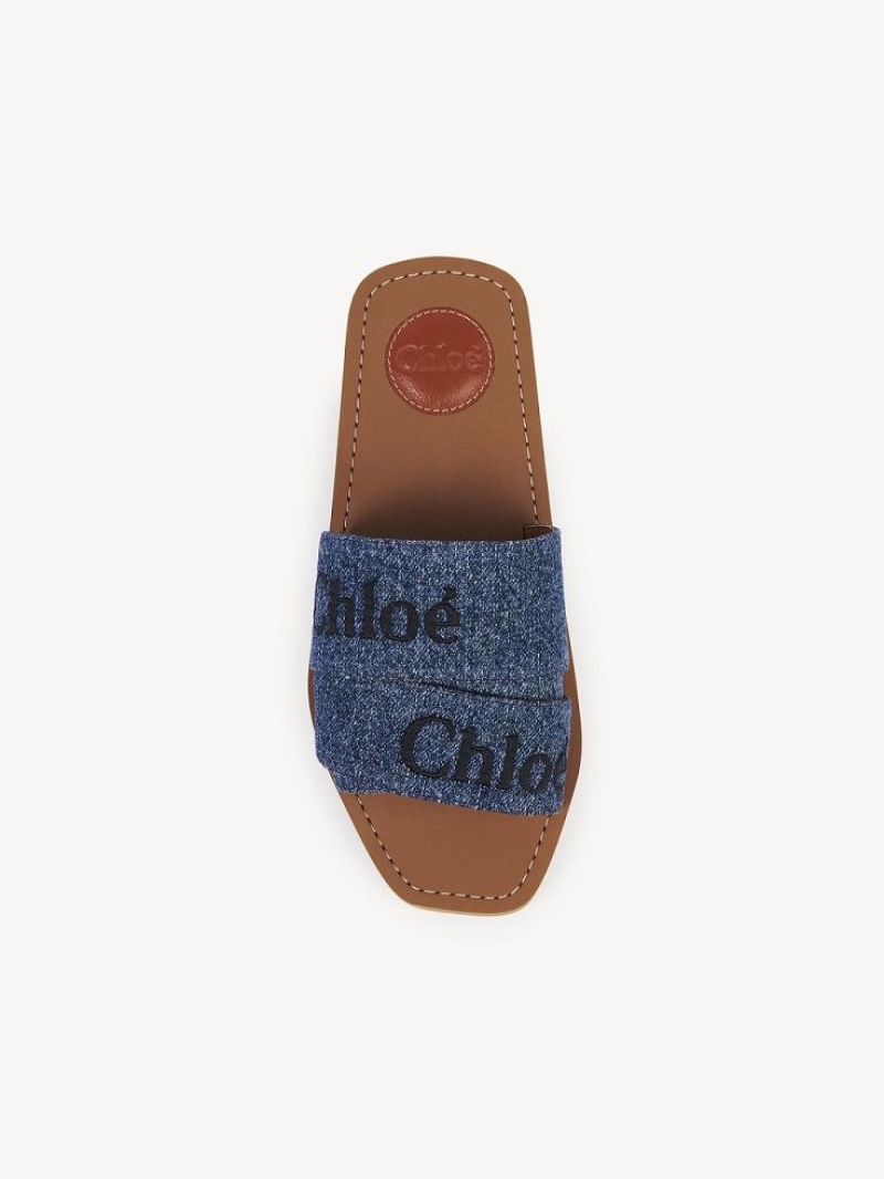 Chloe Woody Flache Mule Blau | CHE-SR14174