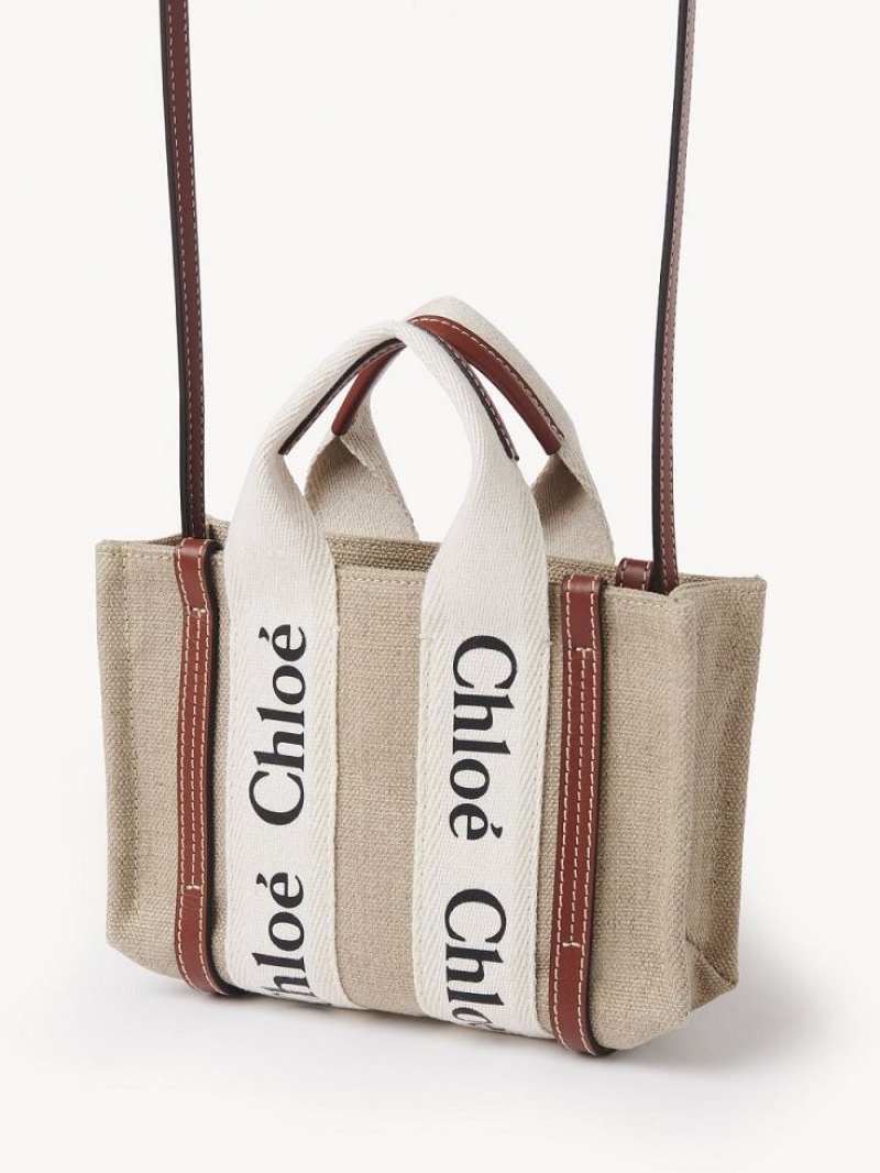 Chloe Woody Tote 3 Mini Taschen Weiß Braun | CHE-SR13723