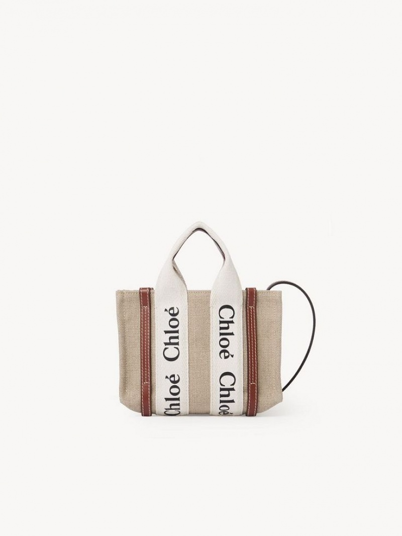 Chloe Woody Tote 3 Mini Taschen Weiß Braun | CHE-SR13723